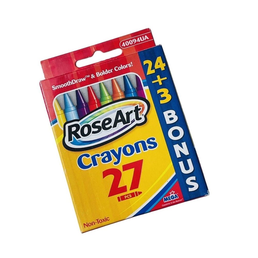 RoseArt Mega Crayons Bonus 27  Box Bright Color Discontinued Rose Art 40094UA